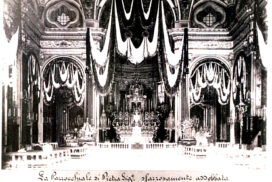 La chiesa sfarzosamente addobbata per la festa dell'Assunta - (1931)"