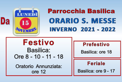 ORARIO S. MESSE INVERNO 2021