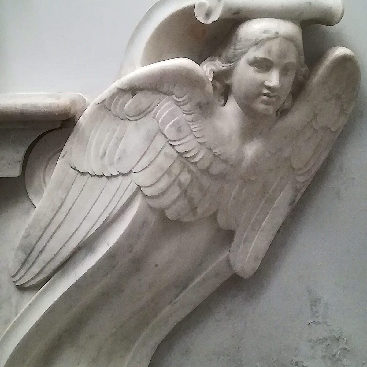 Angeli di marmo bianco