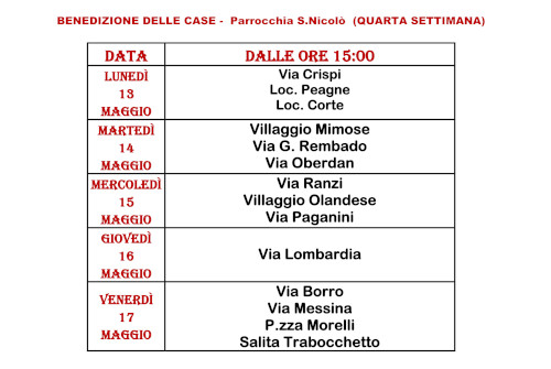 LA BENEDIZIONE DELLE CASE 2024