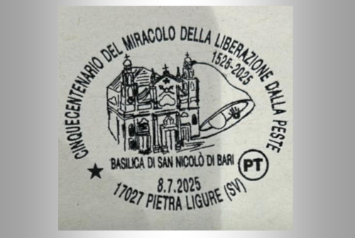 ANNULLO FILATELICOCINQUECENTENARIO MIRACOLO DALLA LIBERAZIONE DELLA PESTESAN NICOLO’ DI BARI